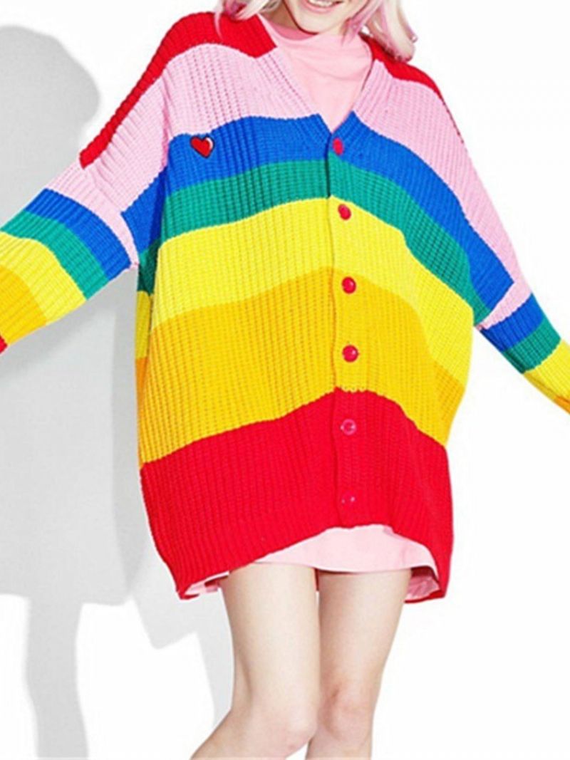 Gruby Jednorzędowy Raglanowy Sweter O Średniej Długości Jesienny
