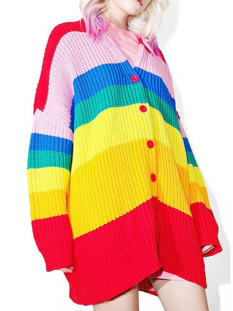 Gruby Jednorzędowy Raglanowy Sweter O Średniej Długości Jesienny