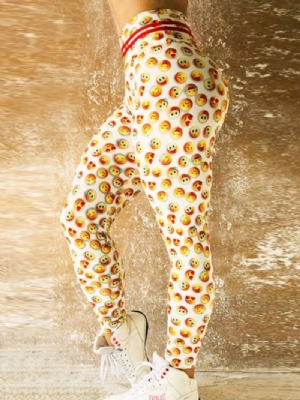 Emotikon Print Szybkie Suche Damskie Legginsy Spodnie Do Jogi Legginsy Tiktok Z Wysokim Stanem