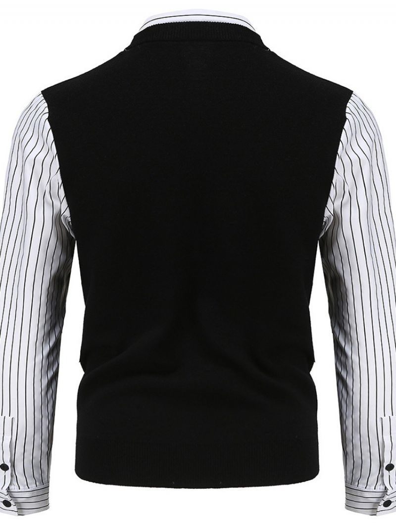 Patchwork Standardowy Zimowy Swobodny Sweter W Paski