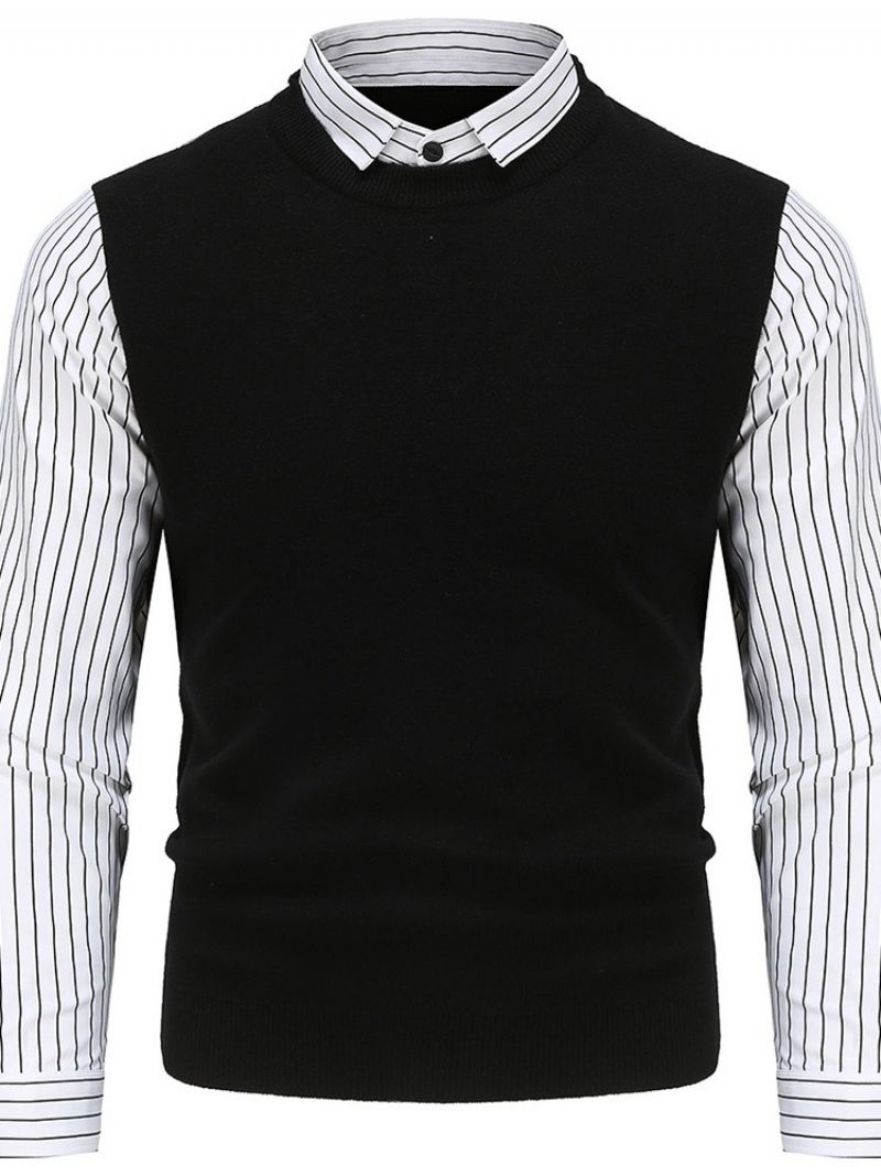 Patchwork Standardowy Zimowy Swobodny Sweter W Paski