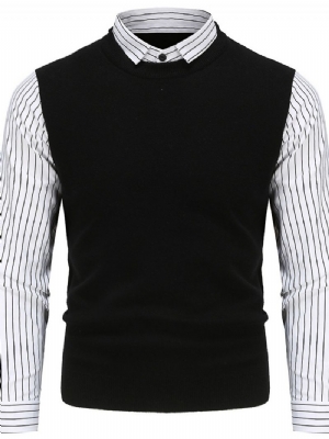 Patchwork Standardowy Zimowy Swobodny Sweter W Paski