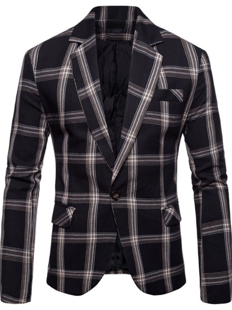 Plaid Notched Lapel Slim Leisure Blazer