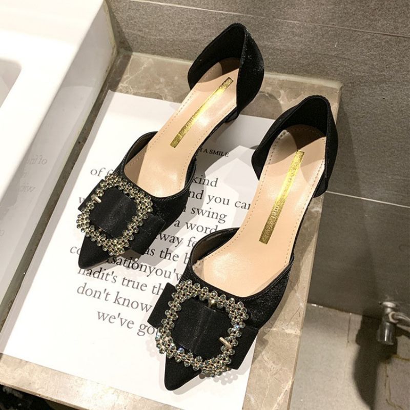 Rhinestone Szpiczasty Nosek Kitten Heel Damskie Czółenka