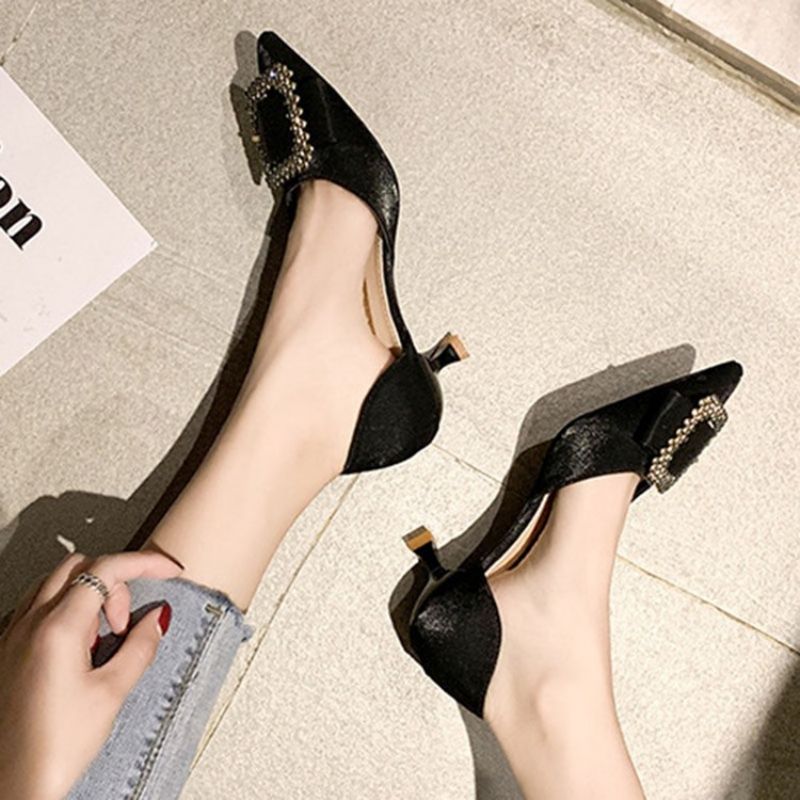 Rhinestone Szpiczasty Nosek Kitten Heel Damskie Czółenka