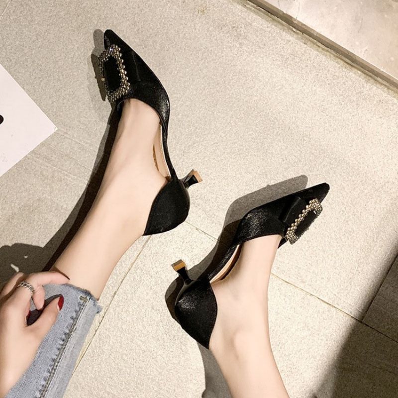 Rhinestone Szpiczasty Nosek Kitten Heel Damskie Czółenka