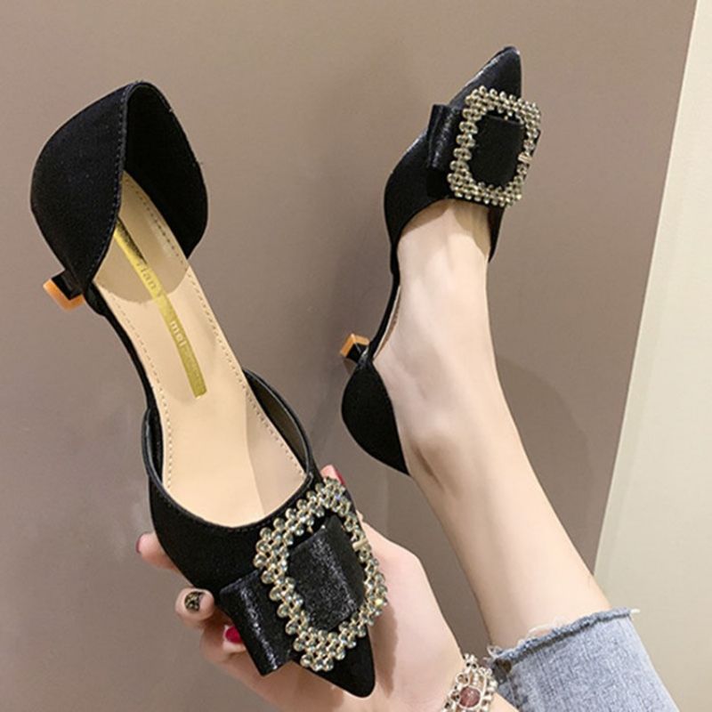 Rhinestone Szpiczasty Nosek Kitten Heel Damskie Czółenka