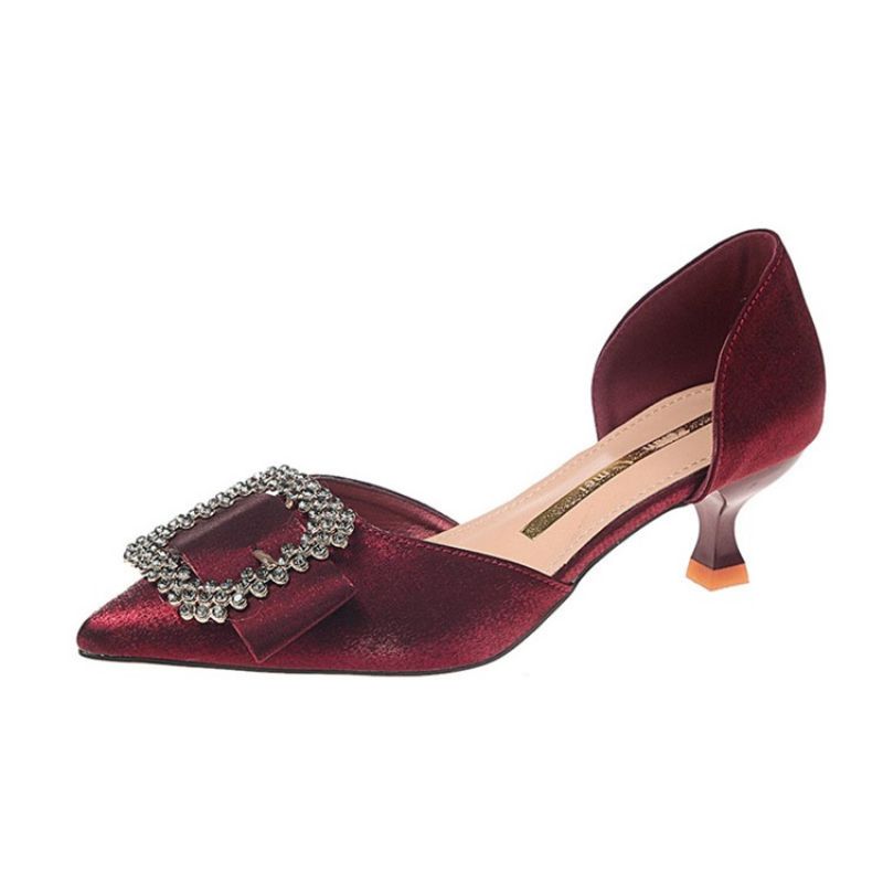 Rhinestone Szpiczasty Nosek Kitten Heel Damskie Czółenka