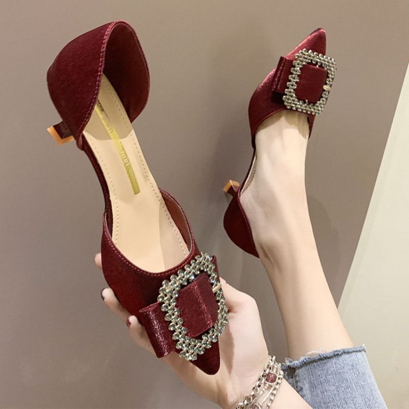 Rhinestone Szpiczasty Nosek Kitten Heel Damskie Czółenka