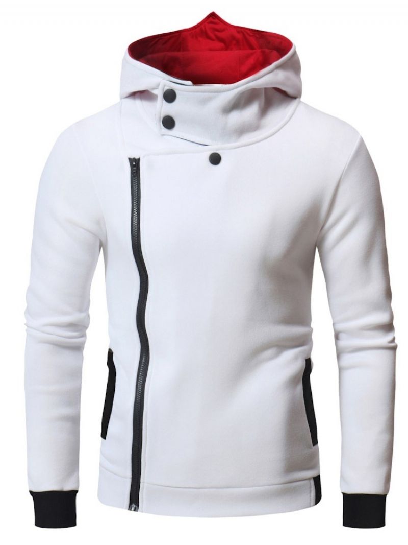 Cardigan Zipper Color Block Z Kapturem Modne Męskie Bluzy Z Kapturem