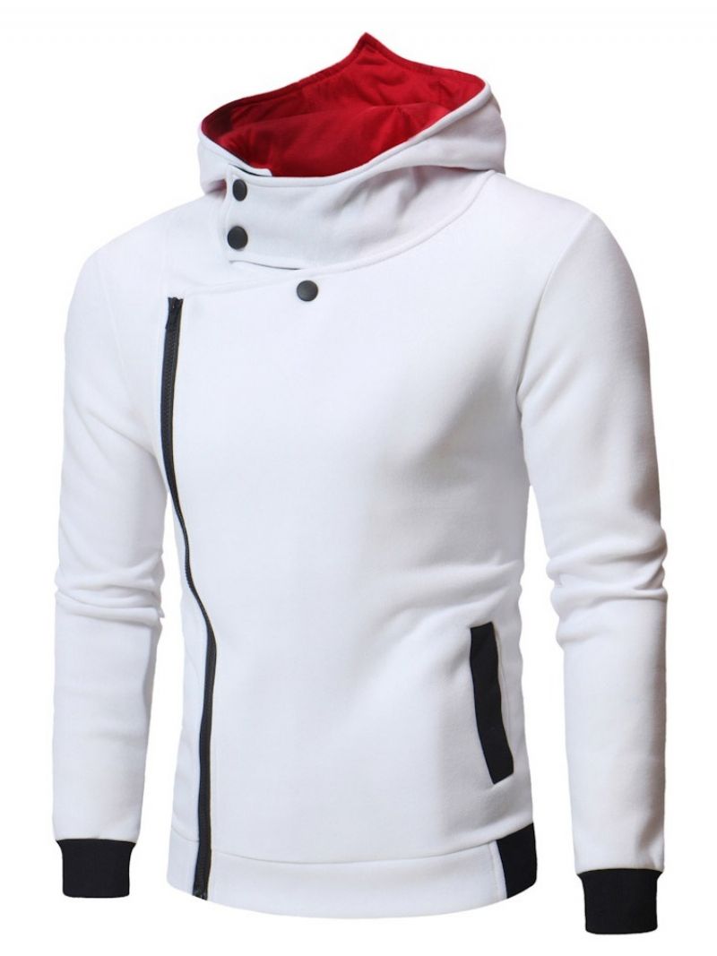 Cardigan Zipper Color Block Z Kapturem Modne Męskie Bluzy Z Kapturem