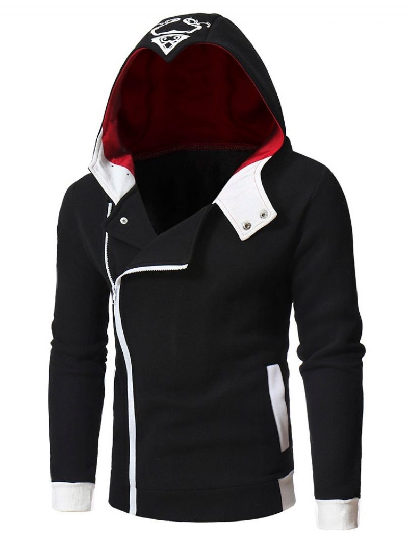 Cardigan Zipper Color Block Z Kapturem Modne Męskie Bluzy Z Kapturem