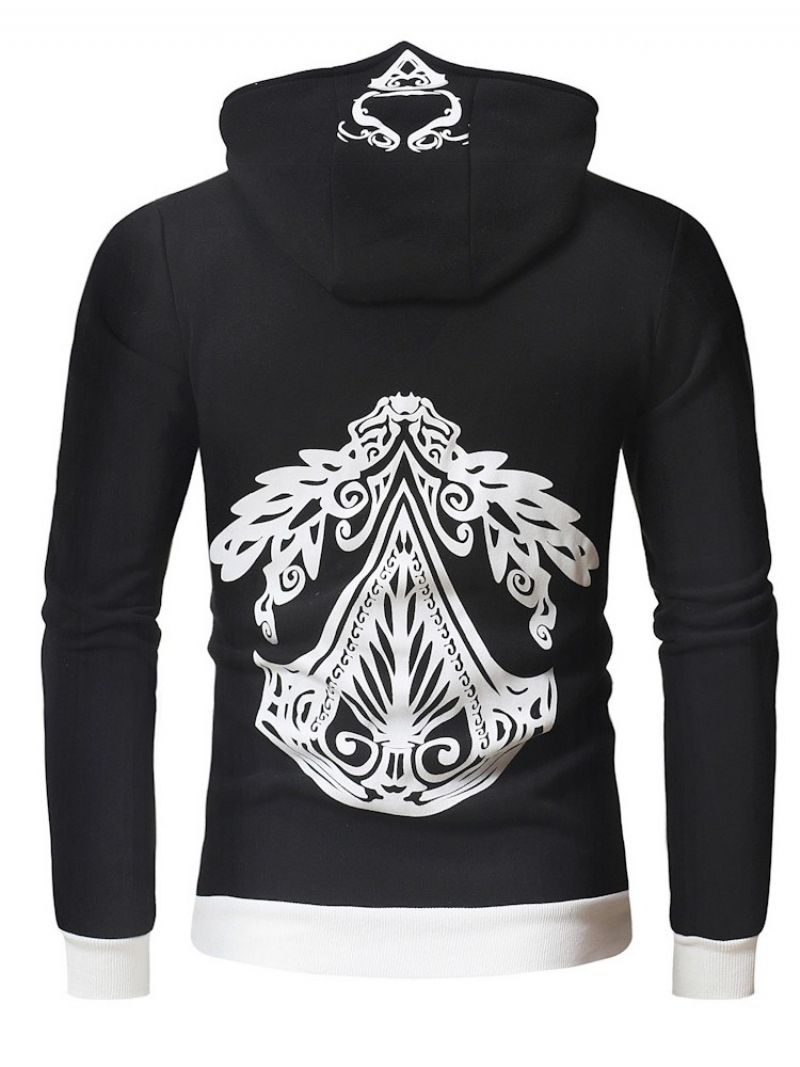 Cardigan Zipper Color Block Z Kapturem Modne Męskie Bluzy Z Kapturem