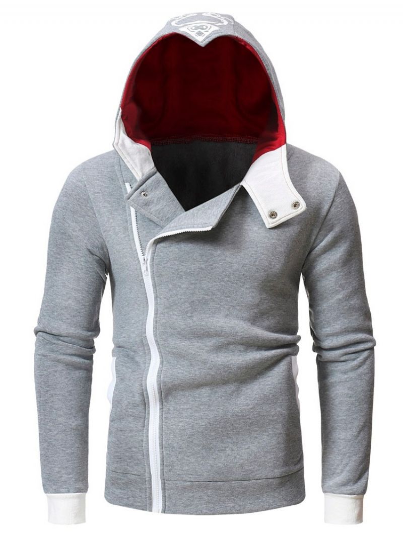 Cardigan Zipper Color Block Z Kapturem Modne Męskie Bluzy Z Kapturem