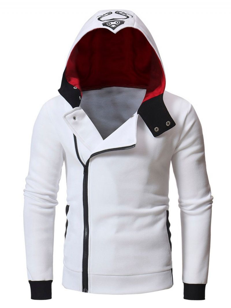 Cardigan Zipper Color Block Z Kapturem Modne Męskie Bluzy Z Kapturem