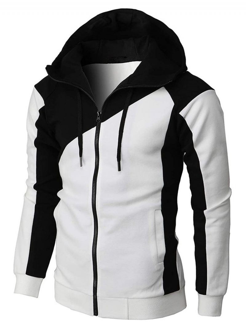 Patchworkowy Kardigan Z Kolorowymi Blokami Casual Bluzy Z Kapturem