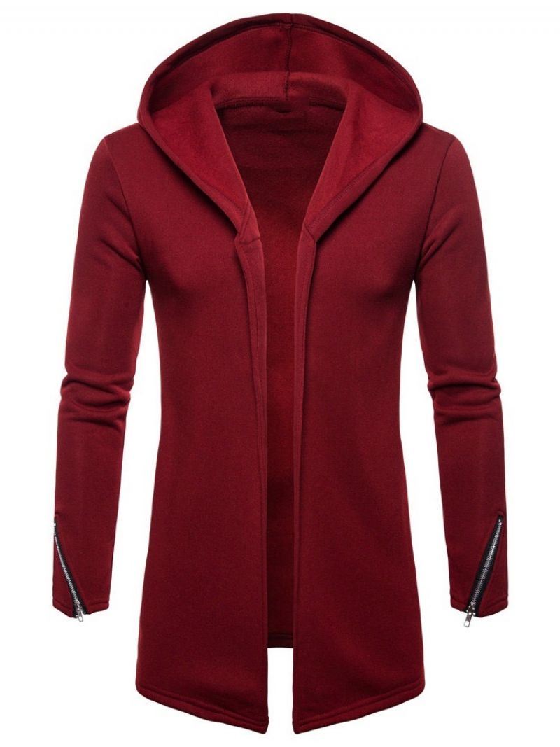 Zipper Cardigan Plain European Fall Bluzy Z Kapturem