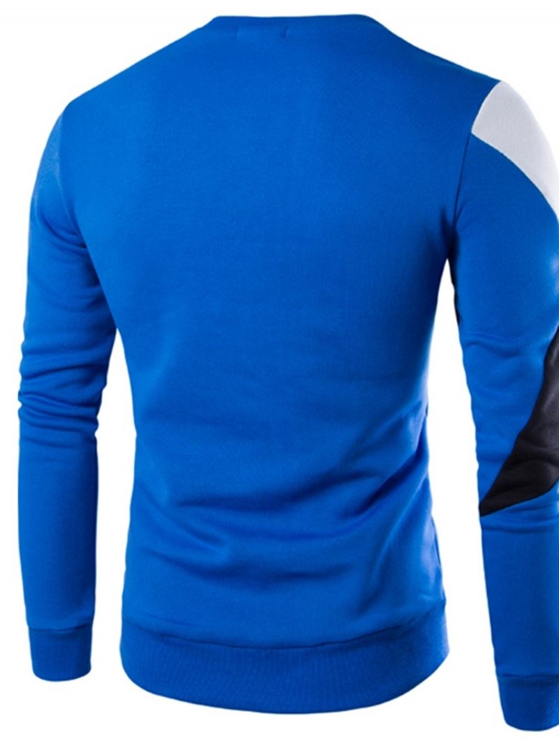 Pullover Patchwork Color Block Slim Męskie Bluzy Z Kapturem