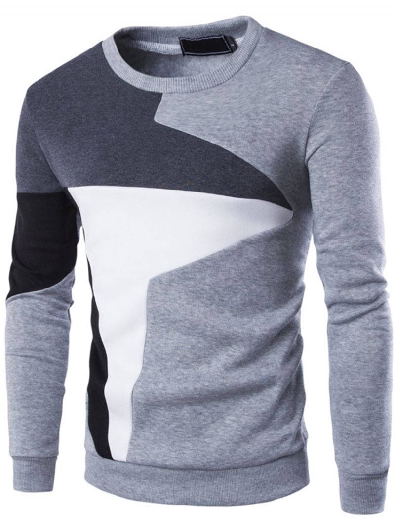 Pullover Patchwork Color Block Slim Męskie Bluzy Z Kapturem