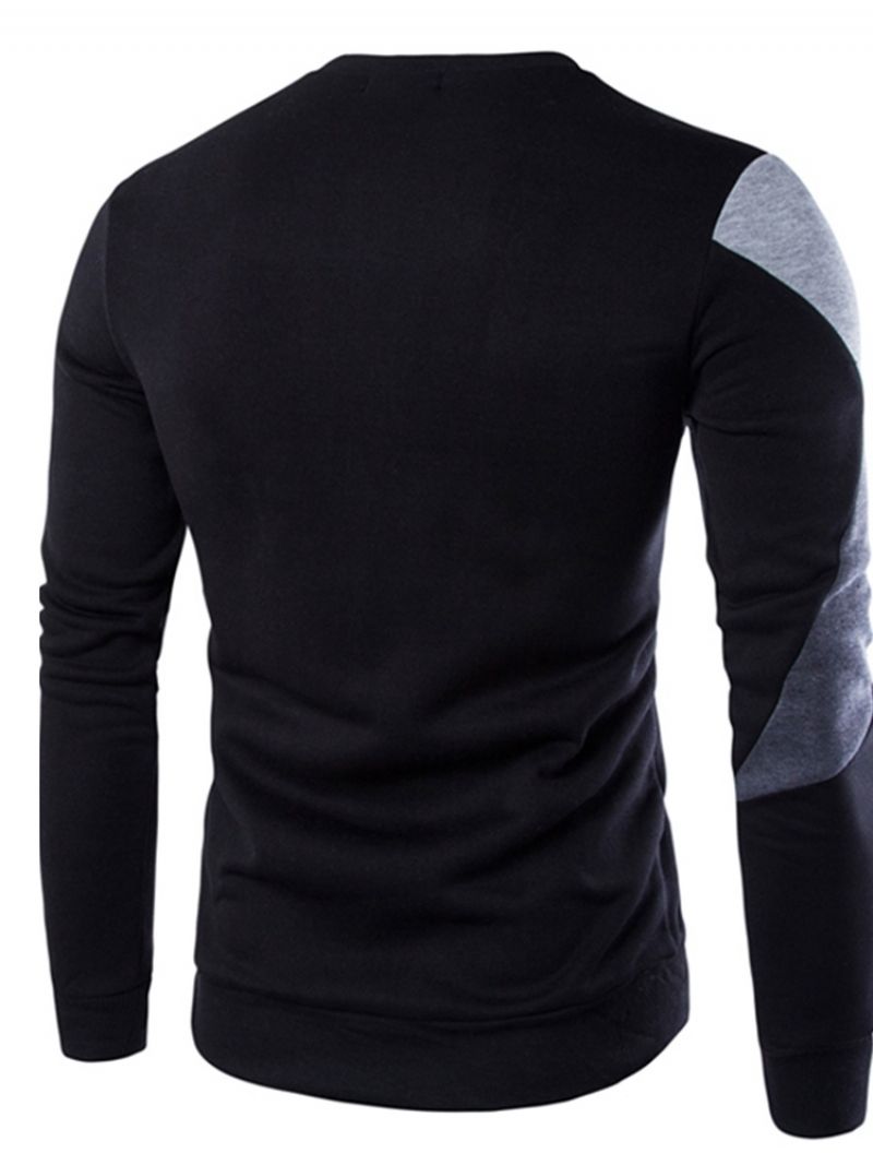 Pullover Patchwork Color Block Slim Męskie Bluzy Z Kapturem