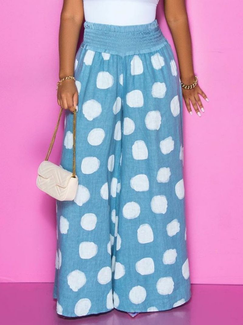 Polka Dots Luźne Spodnie O Średniej Długości Ze Średnim Stanem