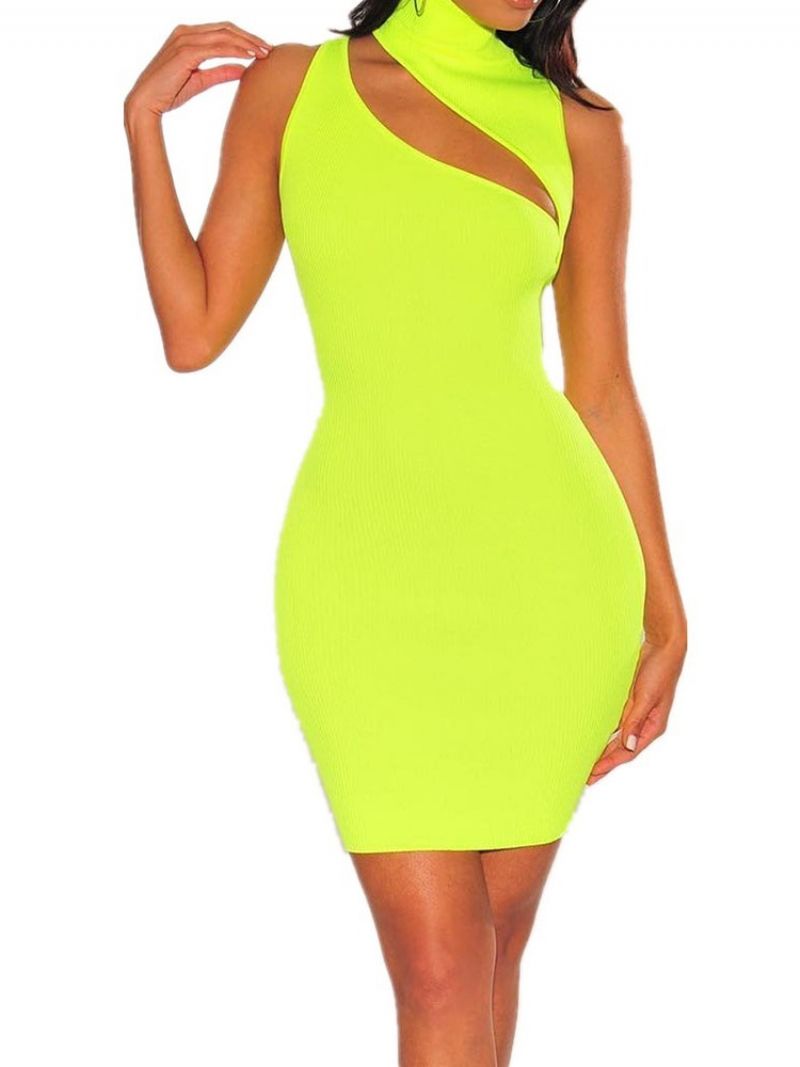 Sukienka Bodycon Bez Rękawów Bez Rękawów Z Wycięciem Do Kolan