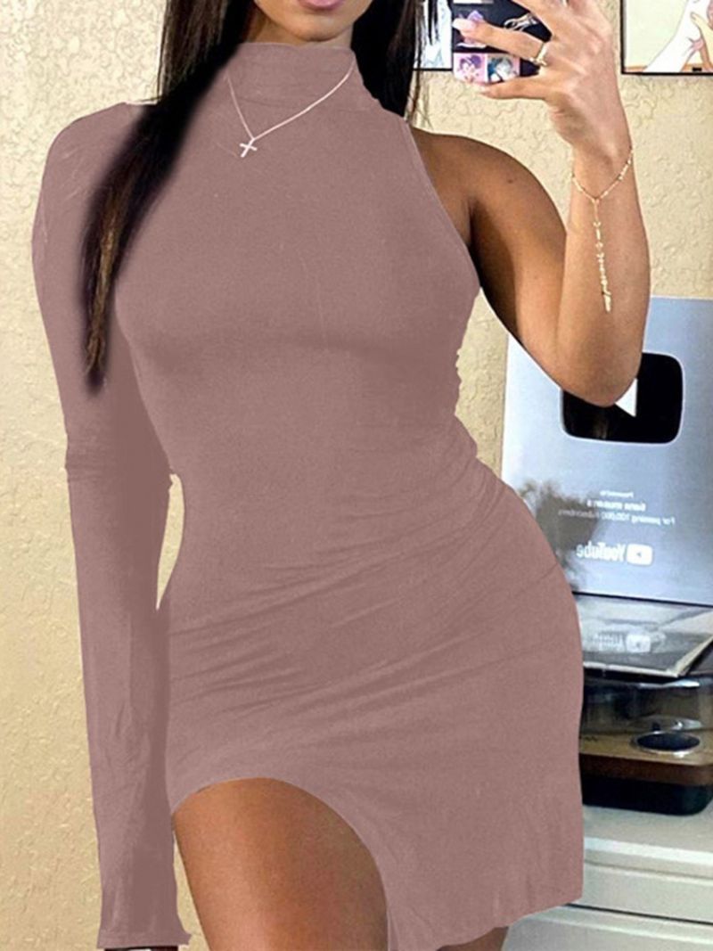 Sukienka Bodycon Z Długim Rękawem I Golfem Nad Kolanem