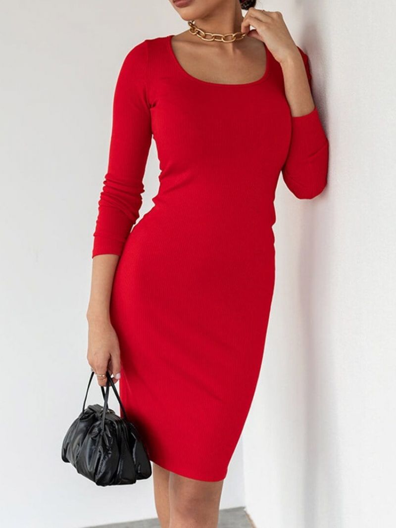 Sukienka Bodycon Z Długim Rękawem I Wycięciem Pod Kolanem