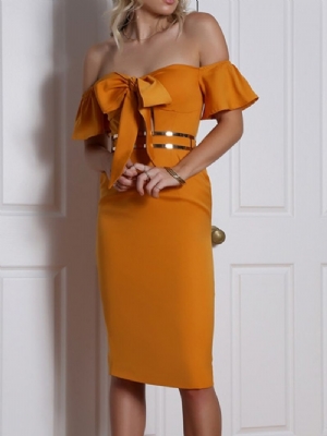 Sukienka Bodycon Z Krótkim Rękawem I Kokardą Z Kokardką Do Kolan