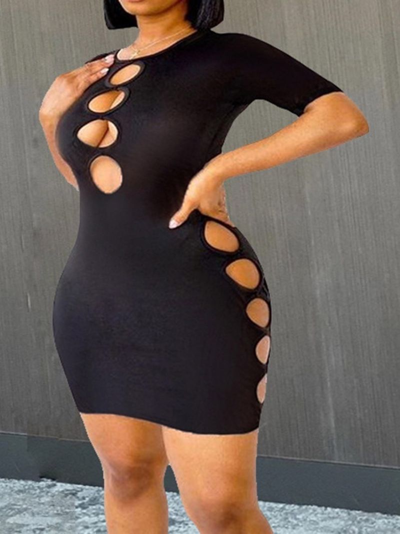 Sukienka Bodycon Z Krótkimi Rękawami I Wycięciem Na Kolana