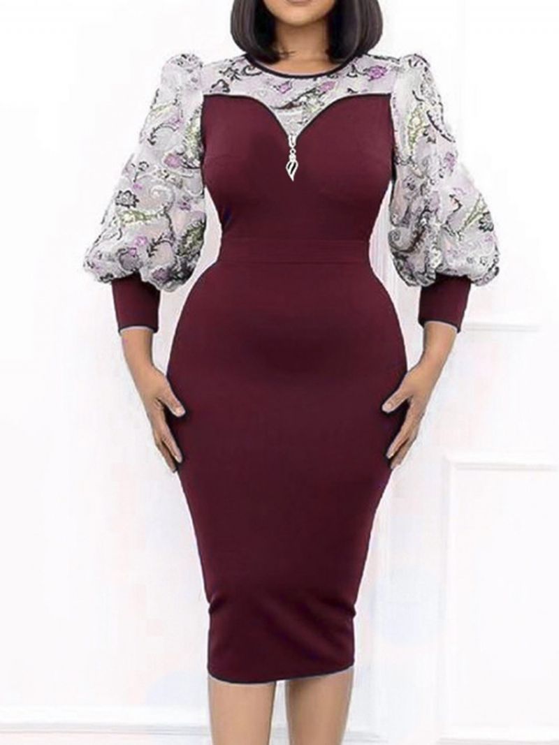 Sukienka Bodycon Z Okrągłym Dekoltem Do Połowy Łydki