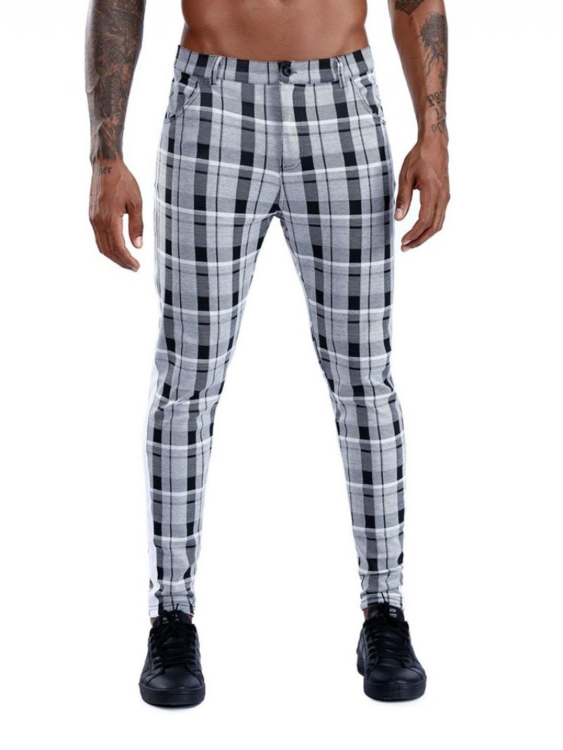 Plaid Patchwork Ołówek Spodnie Europejskie Cztery Pory Roku Casual Pants
