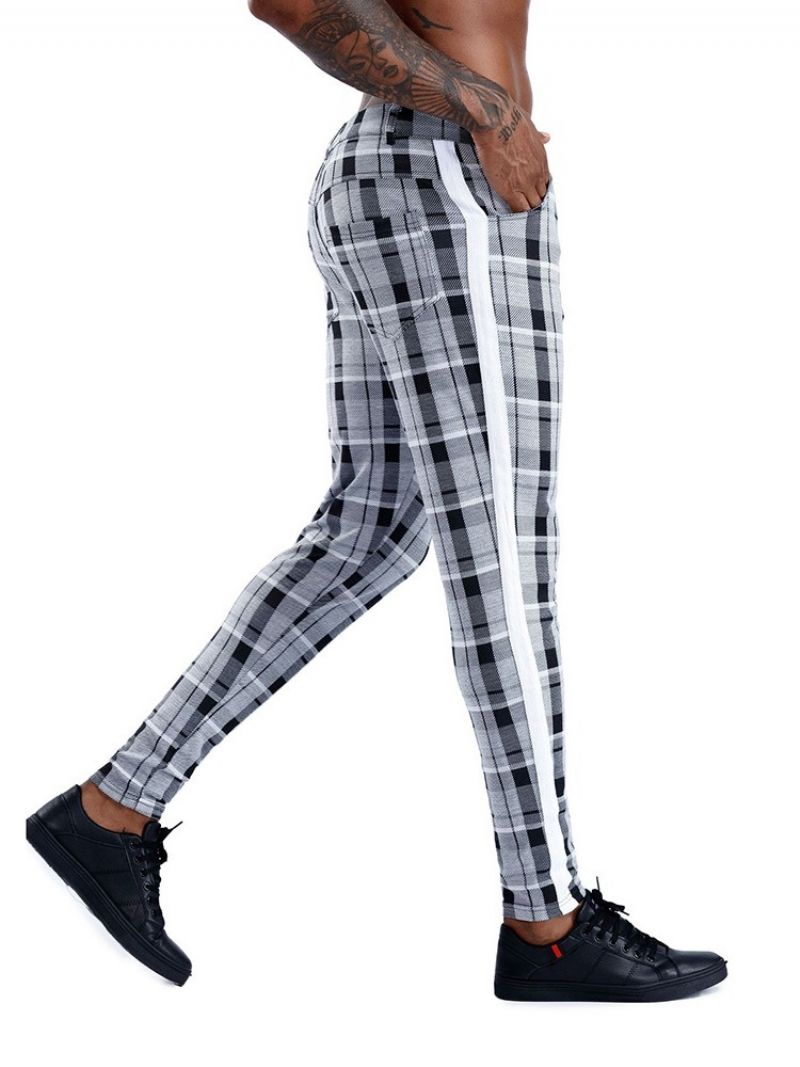Plaid Patchwork Ołówek Spodnie Europejskie Cztery Pory Roku Casual Pants