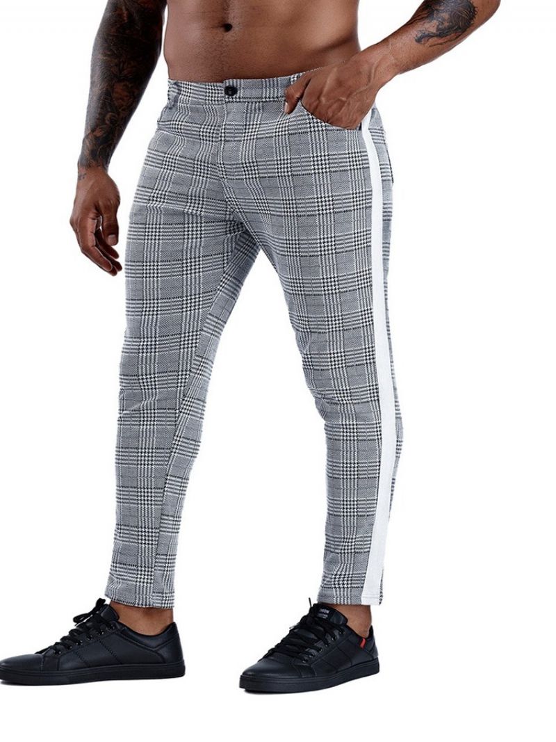 Plaid Patchwork Ołówek Spodnie Europejskie Cztery Pory Roku Casual Pants