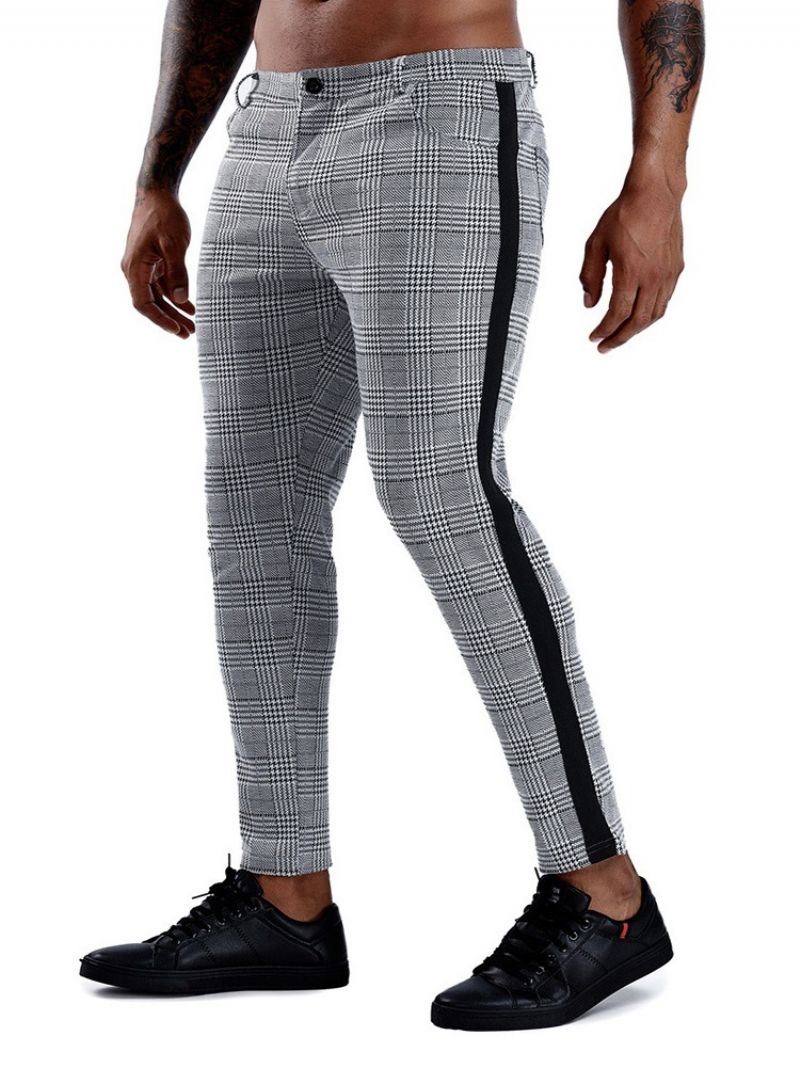Plaid Patchwork Ołówek Spodnie Europejskie Cztery Pory Roku Casual Pants