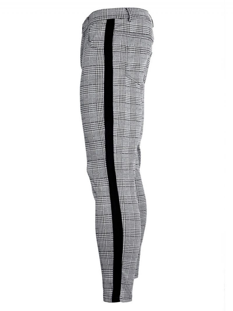 Plaid Patchwork Ołówek Spodnie Europejskie Cztery Pory Roku Casual Pants