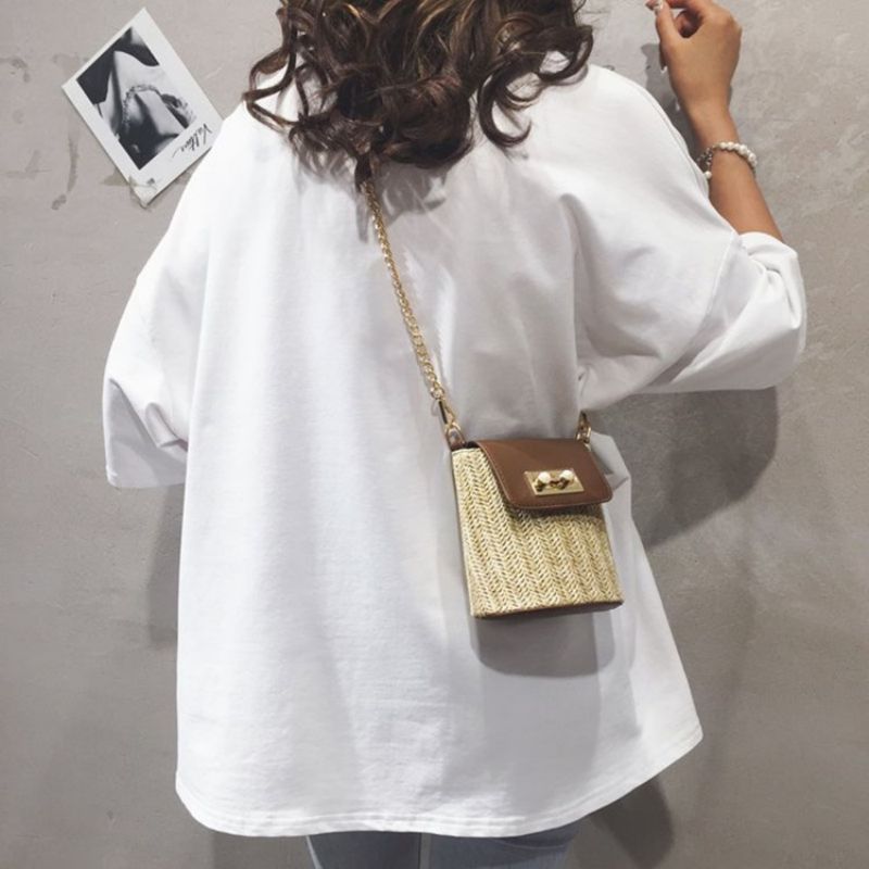 Patchworkowe Torby Crossbody Z Łańcuszkiem Z Trawy