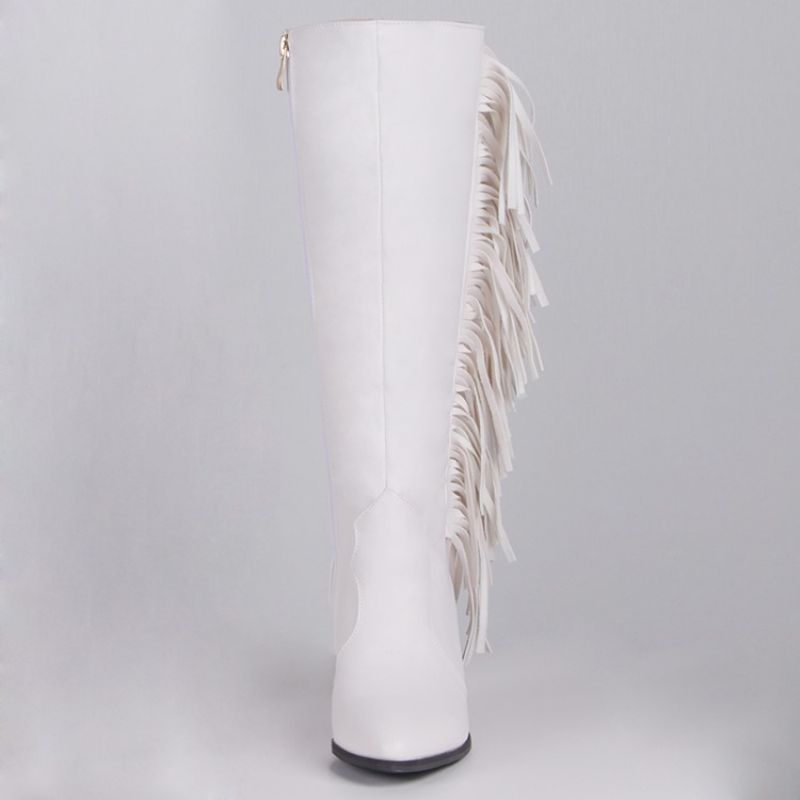 Gładkie Buty Na Grubym Obcasie Szpiczasty Nosek W Stylu Western